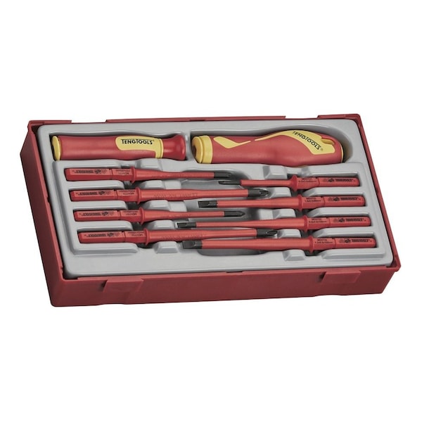 10 Piece 1000 Volt Slotted, Phillips (PH), Pozidriv (PZ) Interchangeable Blade Screwdriver Set